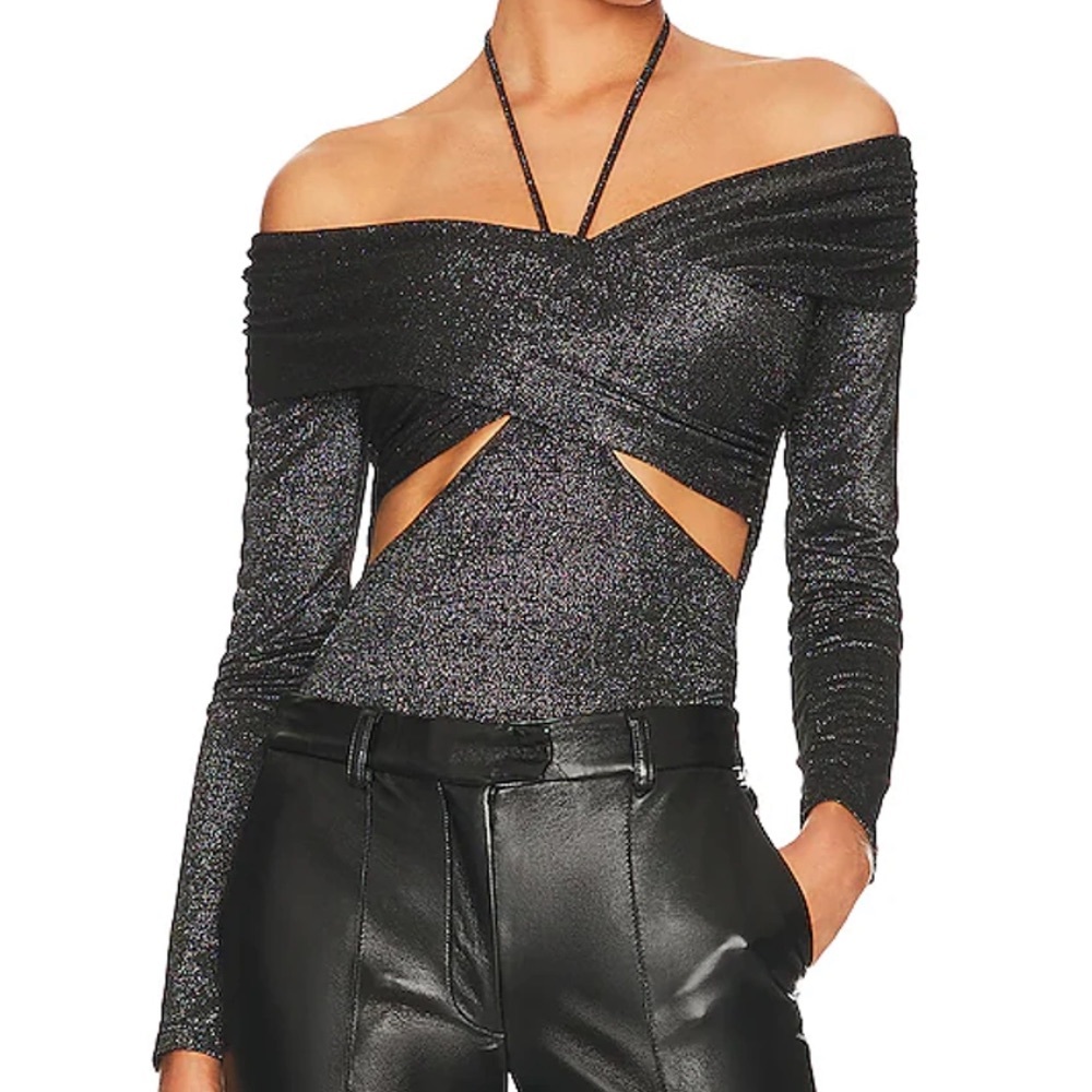 NWT JONATHAN SIMKAI Metallic Bodysuit Sz L